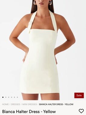 Peppermayo Bianca Halter Mini Dress — Pale Yellow